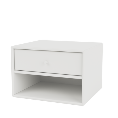 Table de nuit Dash par Peter J. Lassen, laque 01 White, suspendu au mur, packshot Montana