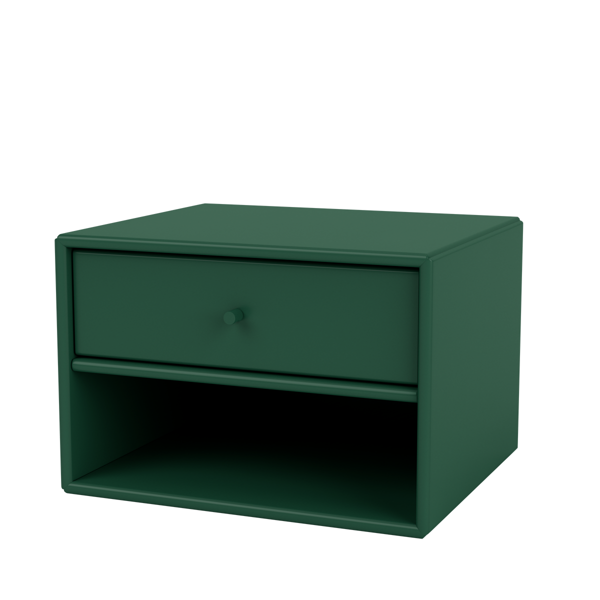 Table de nuit Dash par Peter J. Lassen, laque 136 Pine, suspendu au mur, packshot Montana