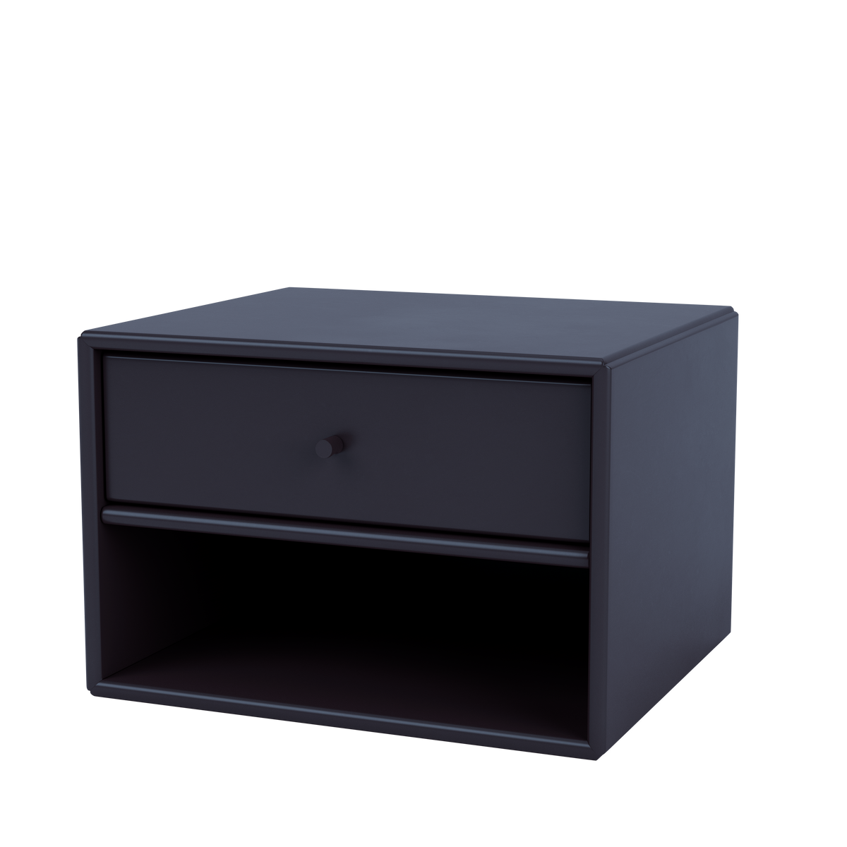 Table de nuit Dash par Peter J. Lassen, laque 147 Shadow, suspendu au mur, packshot Montana