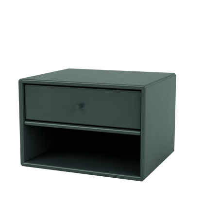 Table de nuit Dash par Peter J. Lassen, laque 163 Black Jade, suspendu au mur, packshot Montana