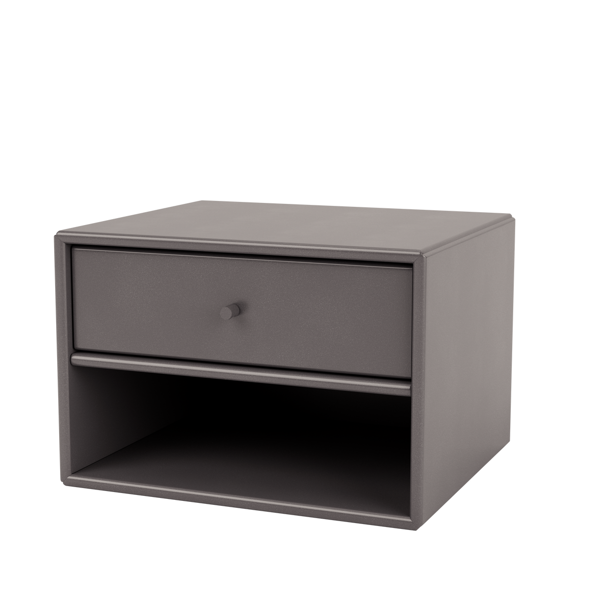 Table de nuit Dash par Peter J. Lassen, laque 35 Coffee, suspendu au mur, packshot Montana