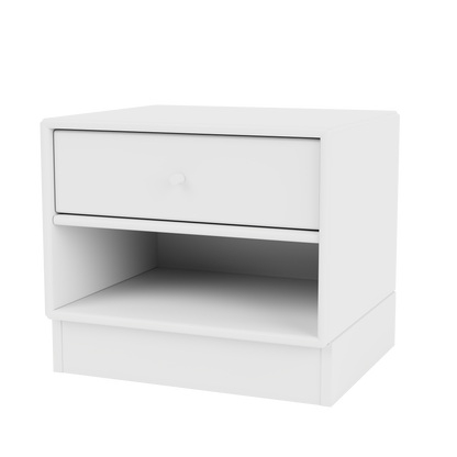 Table de nuit Dash par Peter J. Lassen, laque 38 Snow, sur socle de 7 cm, packshot Montana