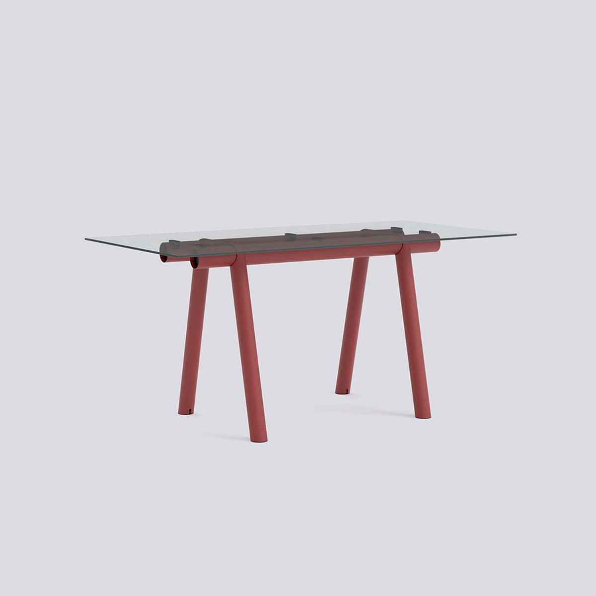 Table de travail Boa - Hay-H 105 x l 110 x L 220-Plateau en verre-Burgundy-The Woods Gallery