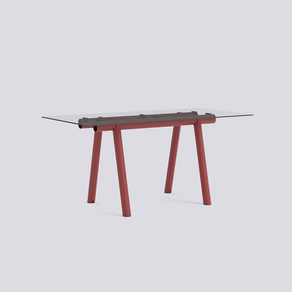 Table de travail Boa - Hay-H 105 x l 110 x L 220-Plateau en verre-Burgundy-The Woods Gallery