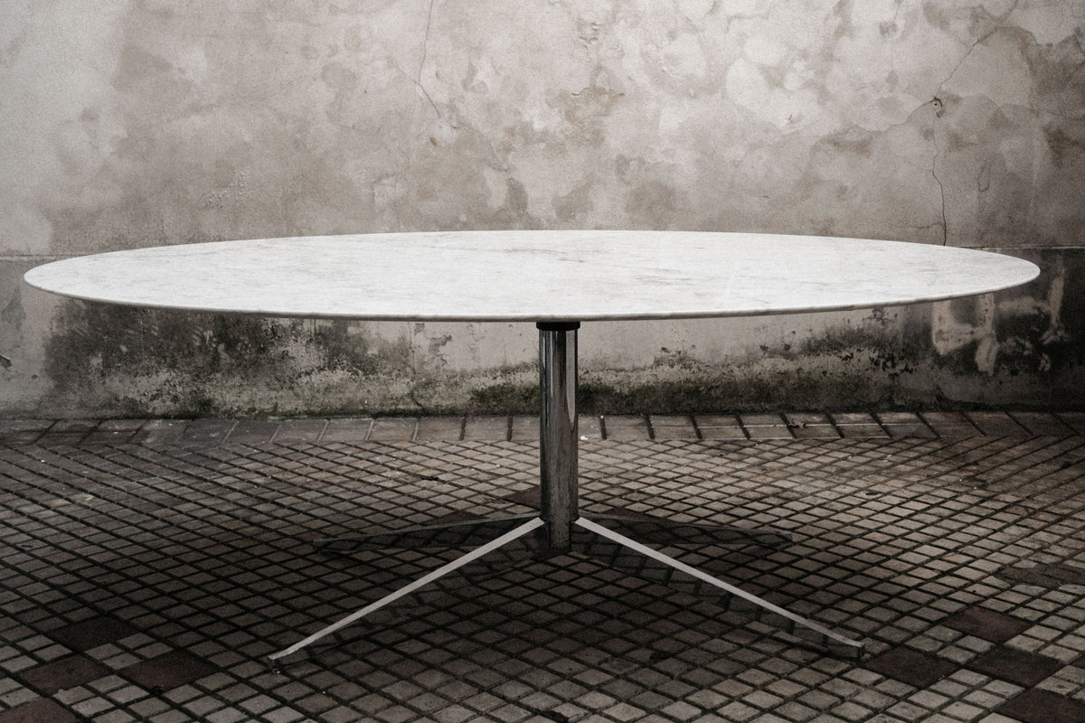 Table ovale en marbre Carrare de Florence Knoll - 200 x 120 cm - Knoll - Vintage-The Woods Gallery