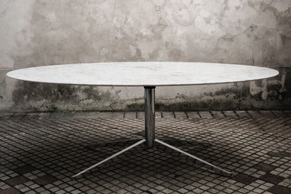 Table ovale en marbre Carrare de Florence Knoll - 200 x 120 cm - Knoll - Vintage-The Woods Gallery