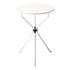 Table pliante Cumano Ø55 cm par Achille Castiglioni - Zanotta-plateau rond blanc sur trois pieds croisés-The Woods Gallery