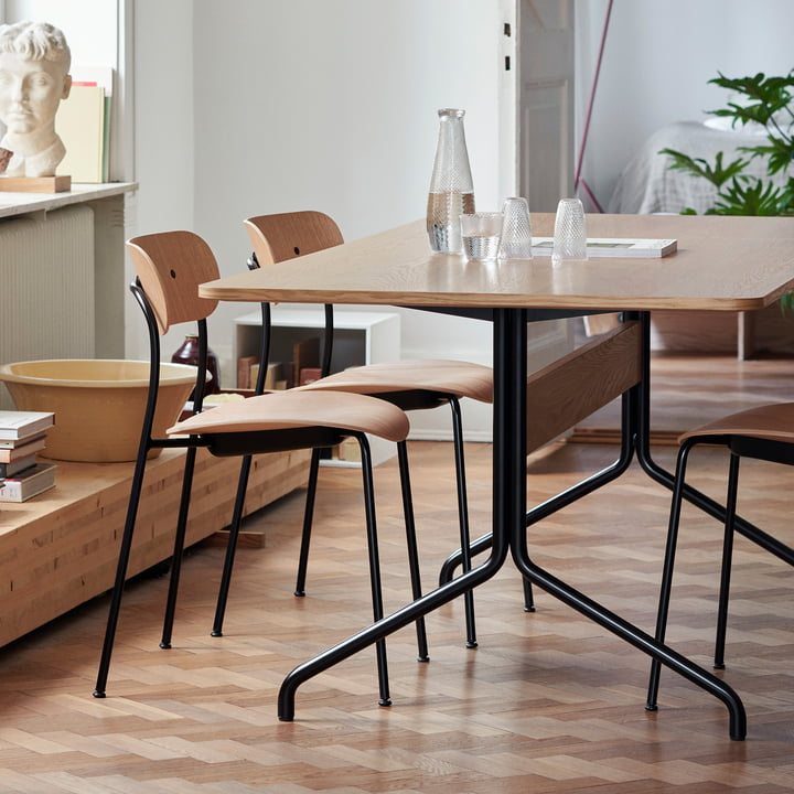 Table rectangulaire Pavilion AV18 L 160 cm de Anderssen &amp; Voll - &amp;Tradition-Noyer / Chromé-The Woods Gallery