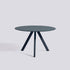 Table ronde CPH 20 de Ronan et Erwan Bouroullec - Hay-Ø 120 cm, Chêne massif laqué bleu profond, plateau linoléum bleu fumé-The Woods Gallery