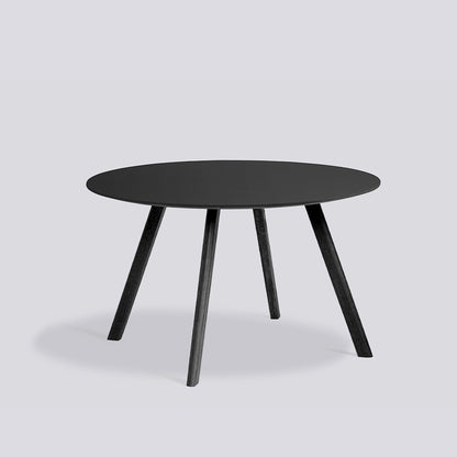 Table ronde CPH 25 de Ronan et Erwan Bouroullec - Hay-Ø 120 cm, Chêne massif laqué noir, plateau linoléum noir-The Woods Gallery