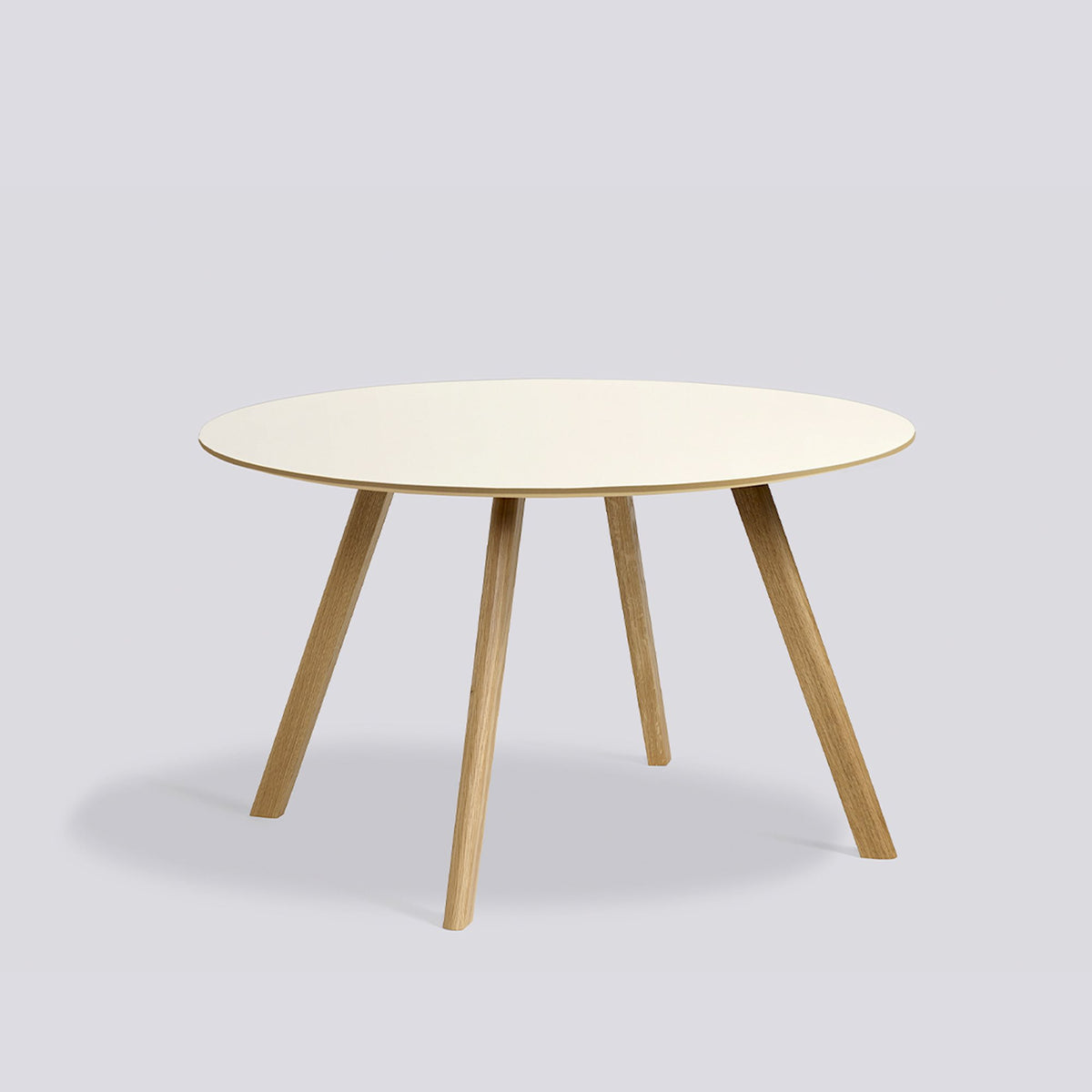 Table ronde CPH 25 de Ronan et Erwan Bouroullec - Hay-Ø 120 cm, Chêne massif laqué, plateau linoléum blanc cassé-The Woods Gallery