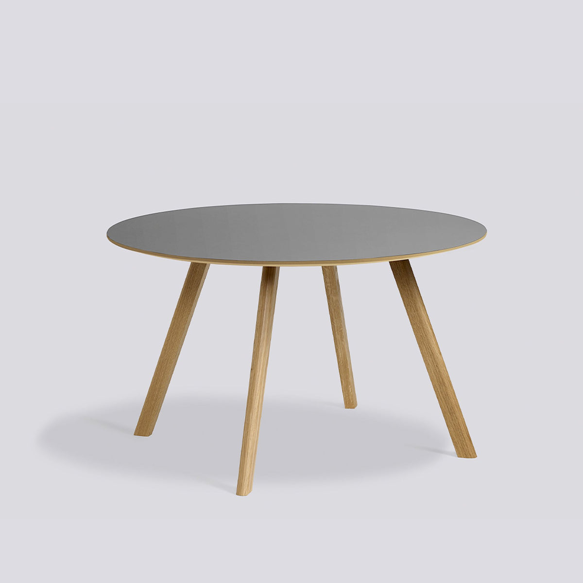 Table ronde CPH 25 de Ronan et Erwan Bouroullec - Hay-Ø 120 cm, Chêne massif laqué, plateau linoléum gris-The Woods Gallery