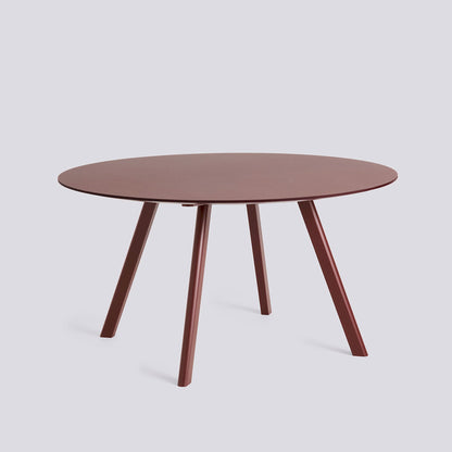 Table ronde CPH 25 de Ronan et Erwan Bouroullec - Hay-Ø 140 cm, Chêne massif laqué bordeaux, plateau linoléum bordeaux-The Woods Gallery