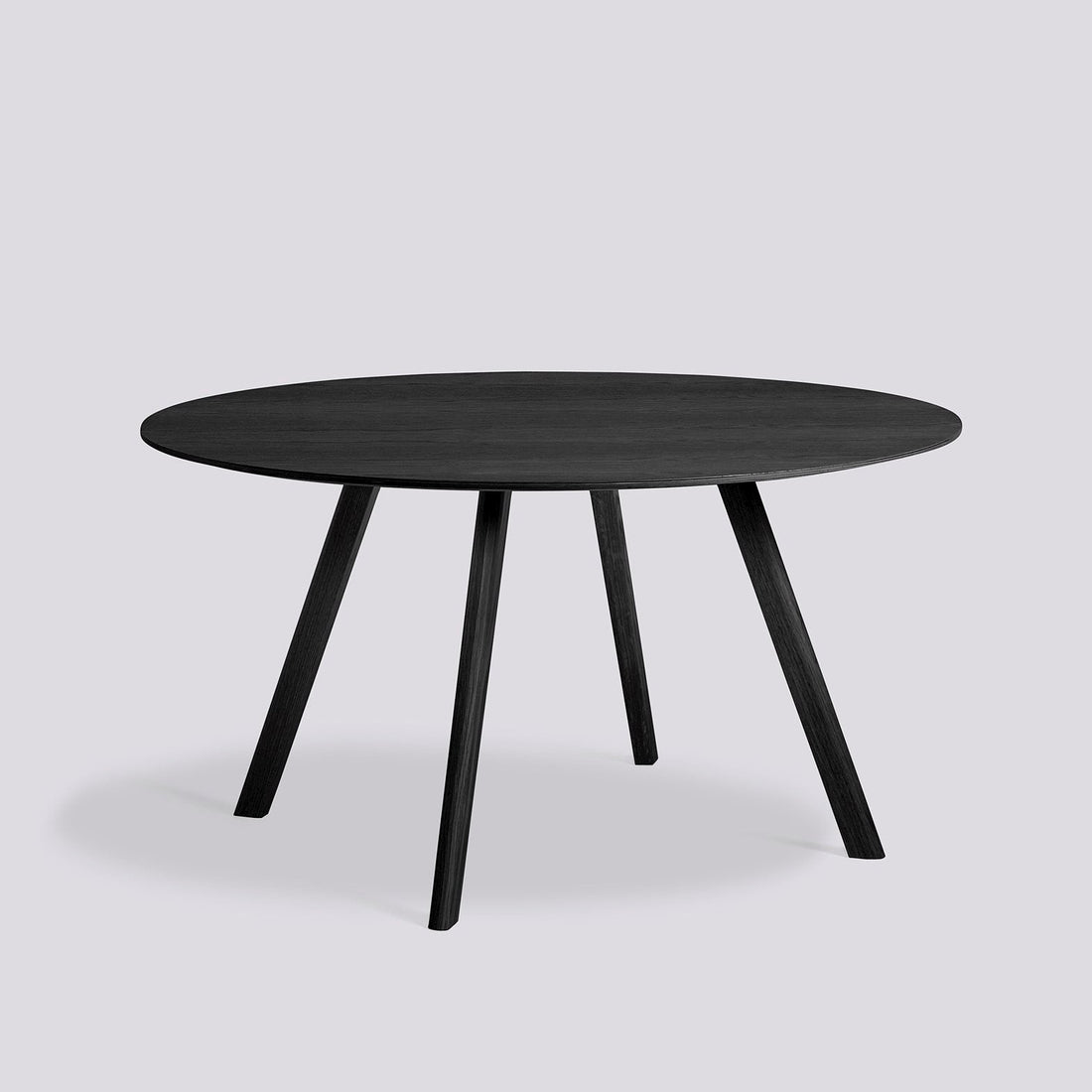 Table ronde CPH 25 de Ronan et Erwan Bouroullec - Hay-Ø 140 cm, Chêne massif laqué noir, plateau linoléum noir-The Woods Gallery