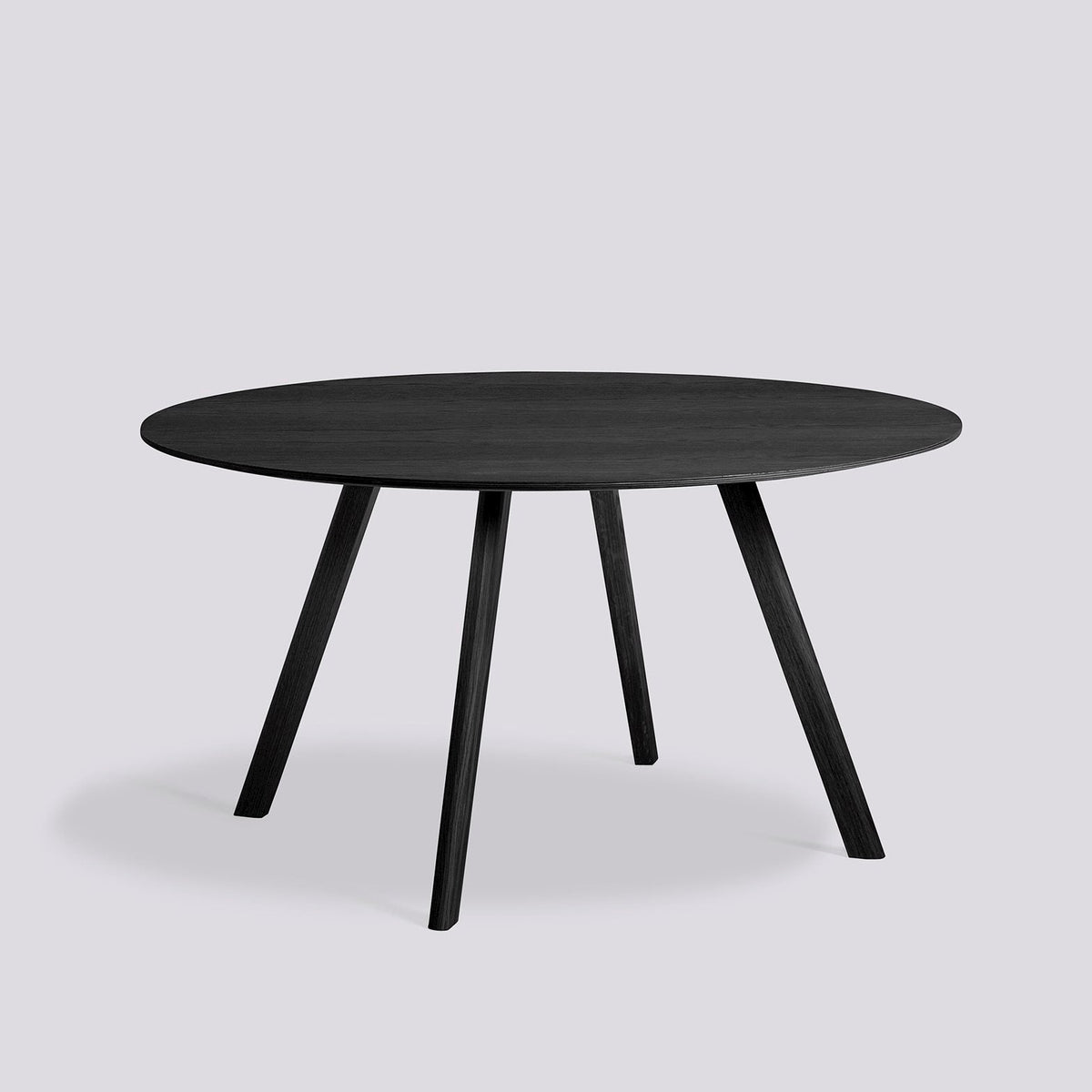 Table ronde CPH 25 de Ronan et Erwan Bouroullec - Hay-Ø 140 cm, Chêne massif laqué noir, plateau linoléum noir-The Woods Gallery