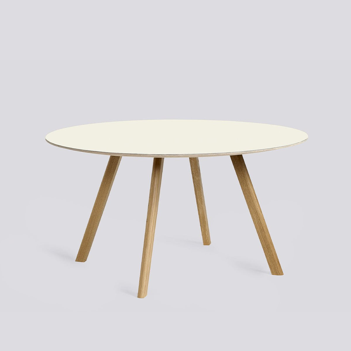 Table ronde CPH 25 de Ronan et Erwan Bouroullec - Hay-Ø 140 cm, Chêne massif laqué, plateau linoléum blanc cassé-The Woods Gallery