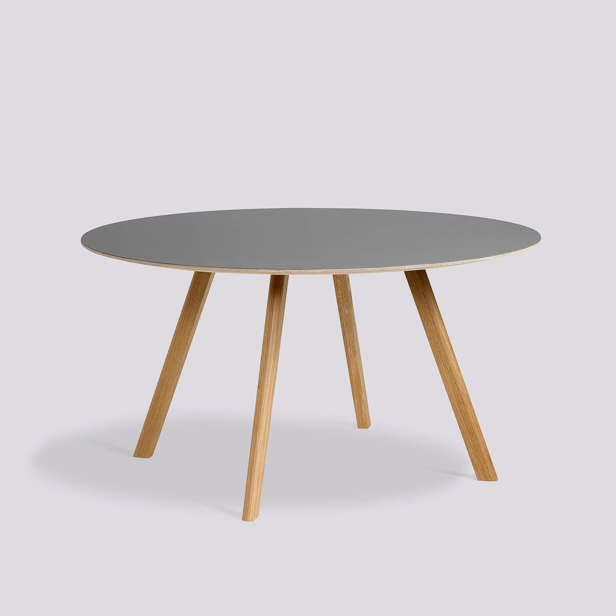 Table ronde CPH 25 de Ronan et Erwan Bouroullec - Hay-Ø 140 cm, Chêne massif laqué, plateau linoléum gris-The Woods Gallery