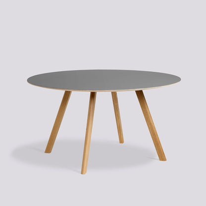 Table ronde CPH 25 de Ronan et Erwan Bouroullec - Hay-Ø 140 cm, Chêne massif laqué, plateau linoléum gris-The Woods Gallery