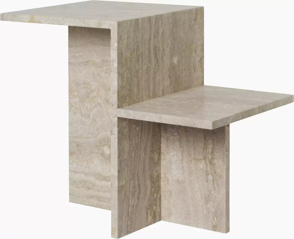 Tables d'appoint Distinct en travertin - Ferm Living-50 x 40 cm-Marron-The Woods Gallery