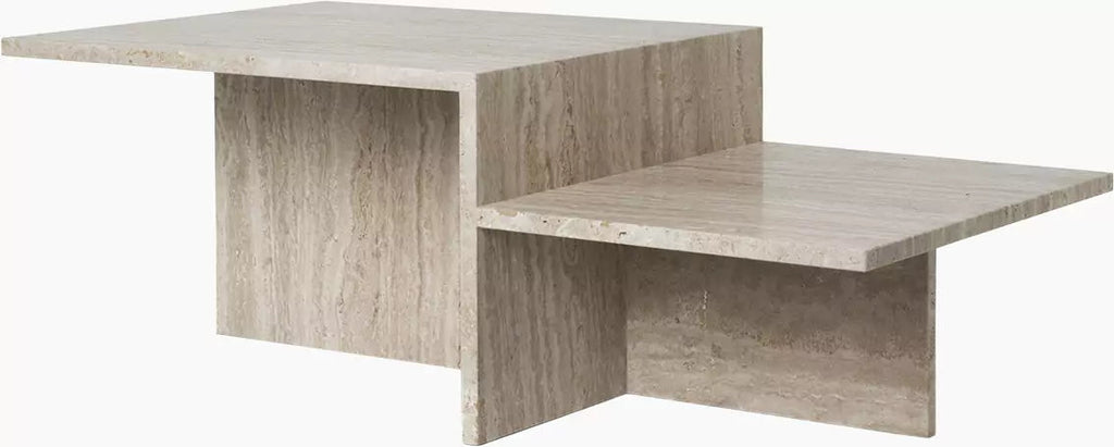 Tables d'appoint Distinct en travertin - Ferm Living-50 x 40 cm-Marron-The Woods Gallery