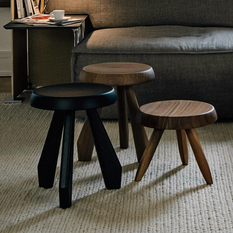 Berger Stool by Charlotte Perriand - Cassina Black stained oak, Nat