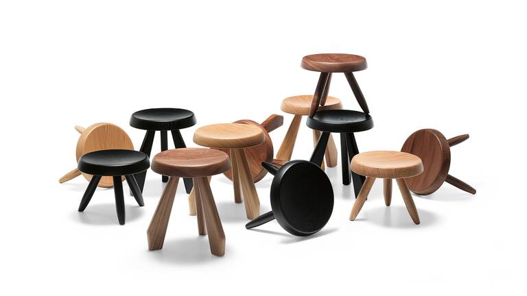 Berger Stool by Charlotte Perriand - Cassina Black stained oak, Nat
