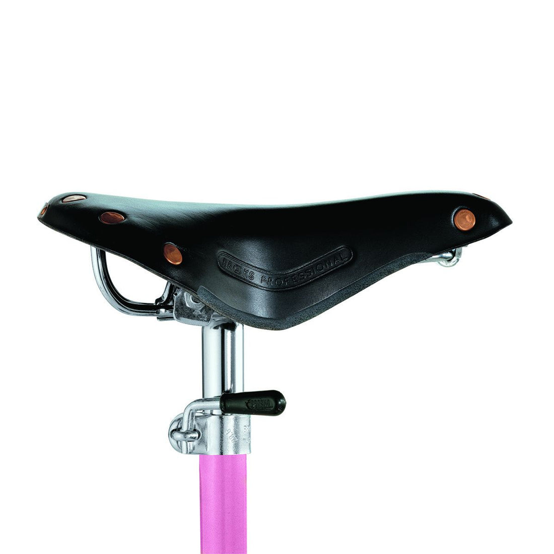 Tabouret Sella de Achille Castiglioni - Zanotta-gros plan de la selle de cuir noir-The Woods Gallery