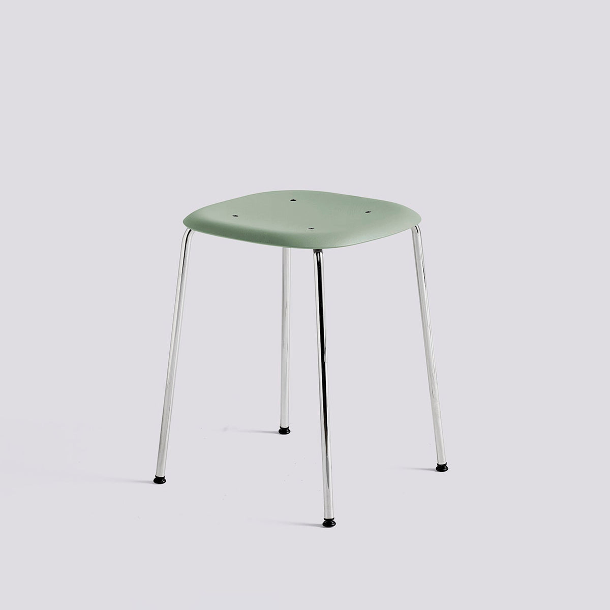 Tabouret Soft Edge 70 de Iskos-Berlin - Hay-Placage de chêne laqué Dusty green, assise — Acier chromé, piètement 4 pieds-The Woods Gallery