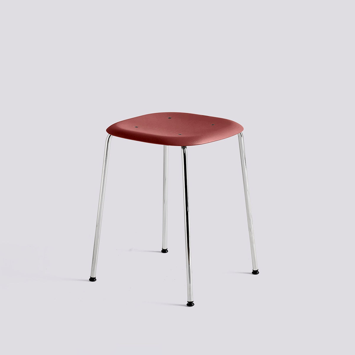 Tabouret Soft Edge 70 de Iskos-Berlin - Hay-Placage de chêne laqué Fall red, assise — Acier chromé, piètement 4 pieds-The Woods Gallery