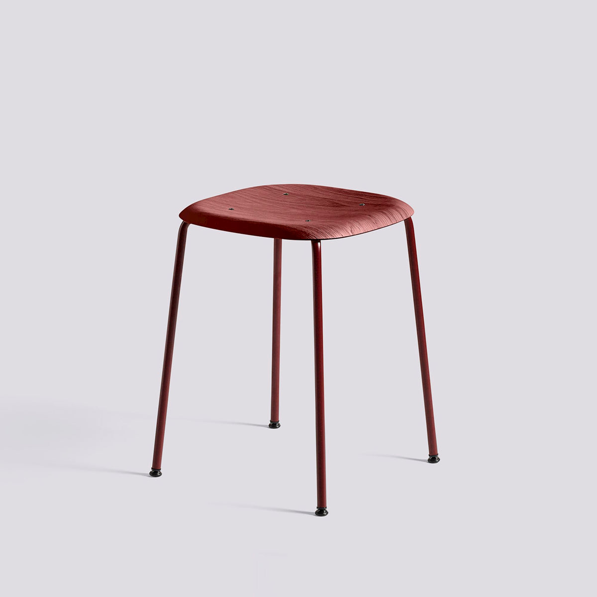Tabouret Soft Edge 70 de Iskos-Berlin - Hay-Placage de chêne laqué Fall red, assise — Acier thermolaqué Fall red, piètement 4 pieds-The Woods Gallery