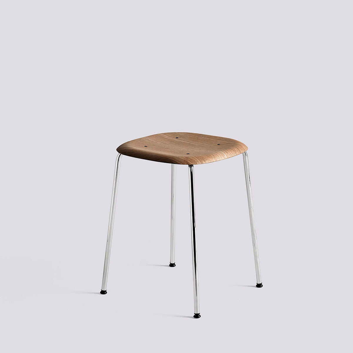 Tabouret Soft Edge 70 de Iskos-Berlin - Hay-Placage de chêne laqué Smoked, assise — Acier chromé, piètement 4 pieds-The Woods Gallery