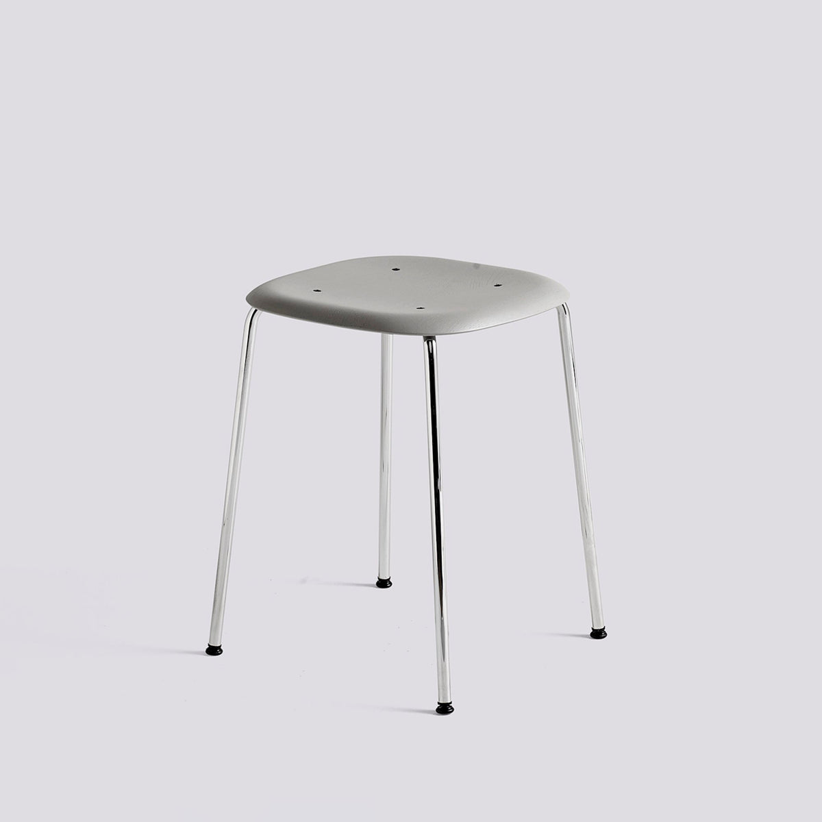 Tabouret Soft Edge 70 de Iskos-Berlin - Hay-Placage de chêne laqué Soft grey, assise — Acier chromé, piètement 4 pieds-The Woods Gallery