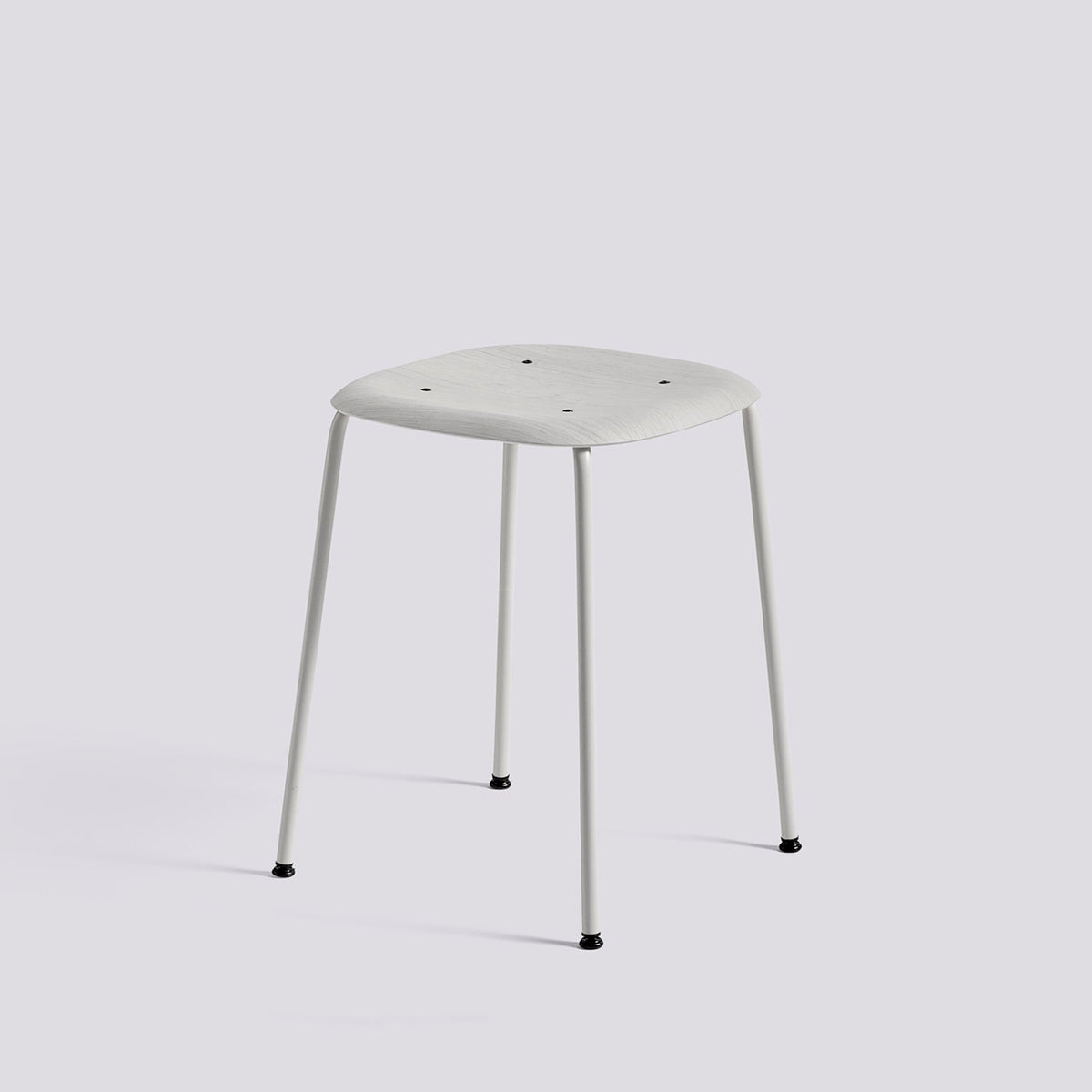 Tabouret Soft Edge 70 de Iskos-Berlin - Hay-Placage de chêne laqué Soft grey, assise — Acier thermolaqué Soft grey, piètement 4 pieds-The Woods Gallery