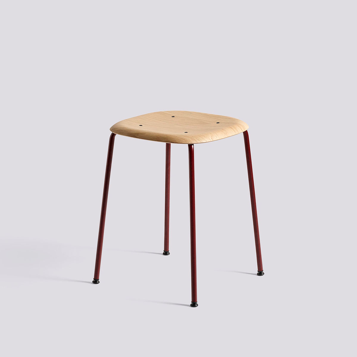 Tabouret Soft Edge 70 de Iskos-Berlin - Hay-Placage de chêne laqué naturel, assise — Acier thermolaqué Fall red, piètement 4 pieds-The Woods Gallery