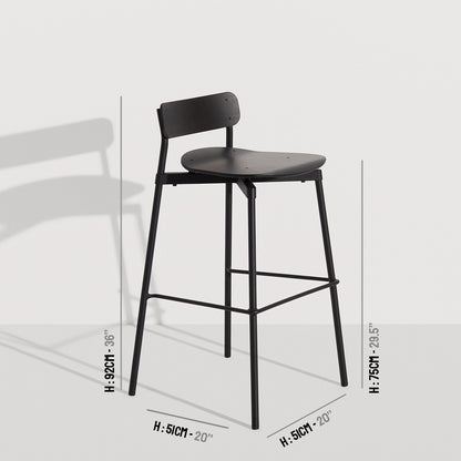 Tabouret de bar 75 cm Fromme Bois de Tom Chung - Petite Friture-Noir-The Woods Gallery