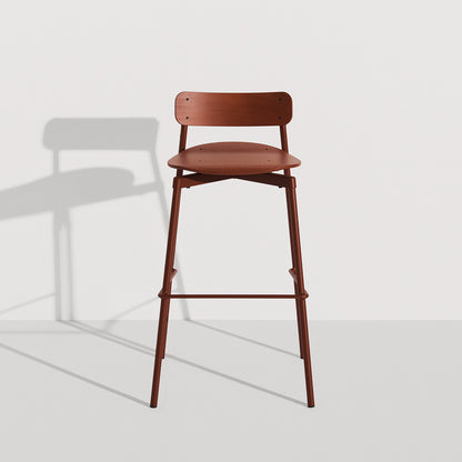 Tabouret de bar 75 cm Fromme Bois de Tom Chung - Petite Friture-Rouge-Brun-The Woods Gallery