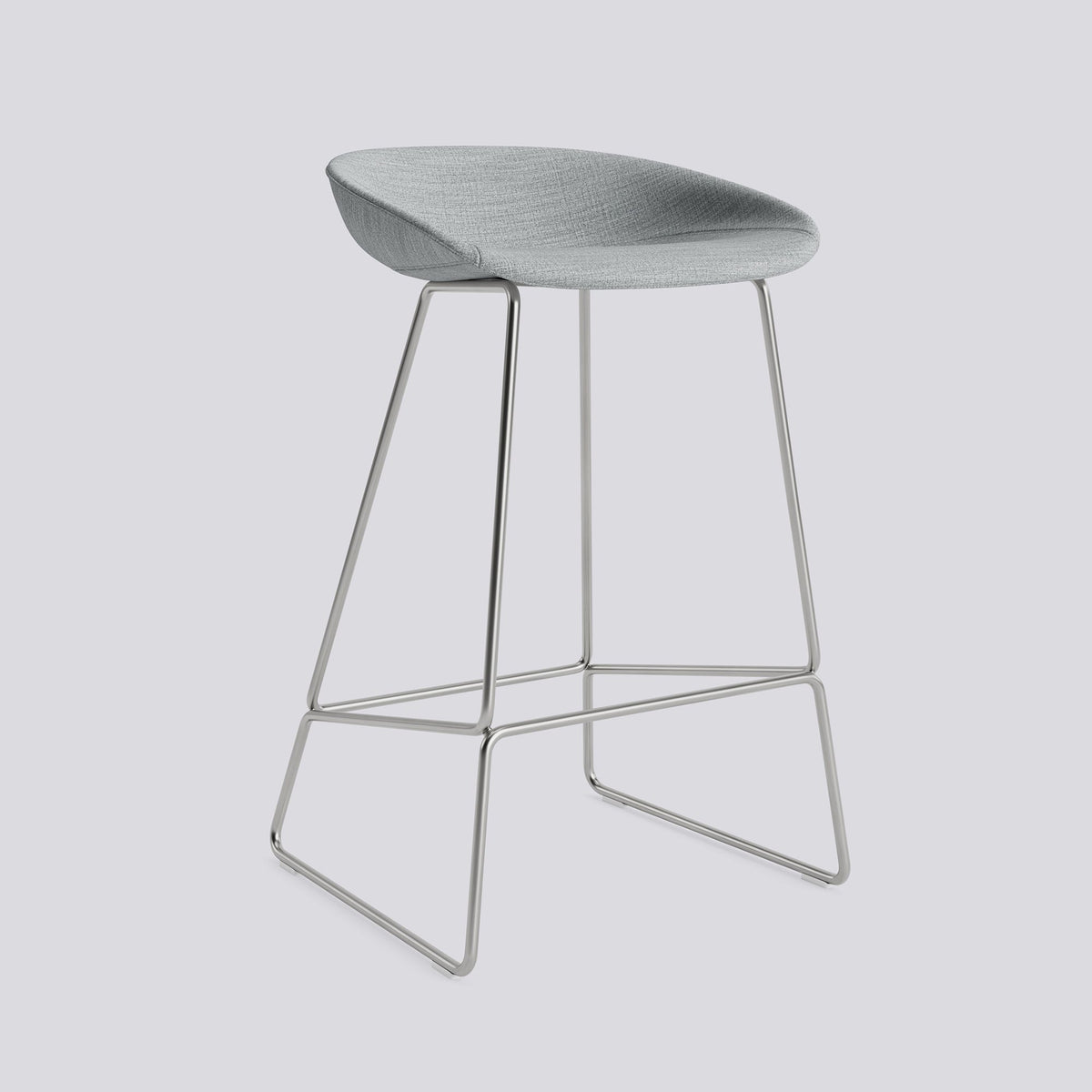 Tabouret de bar About A Stool AAS 39 de Hee Welling - Hay-Garnissage intégral Remix 123, acier inoxydable, piètement luge, assise 65 cm-The Woods Gallery