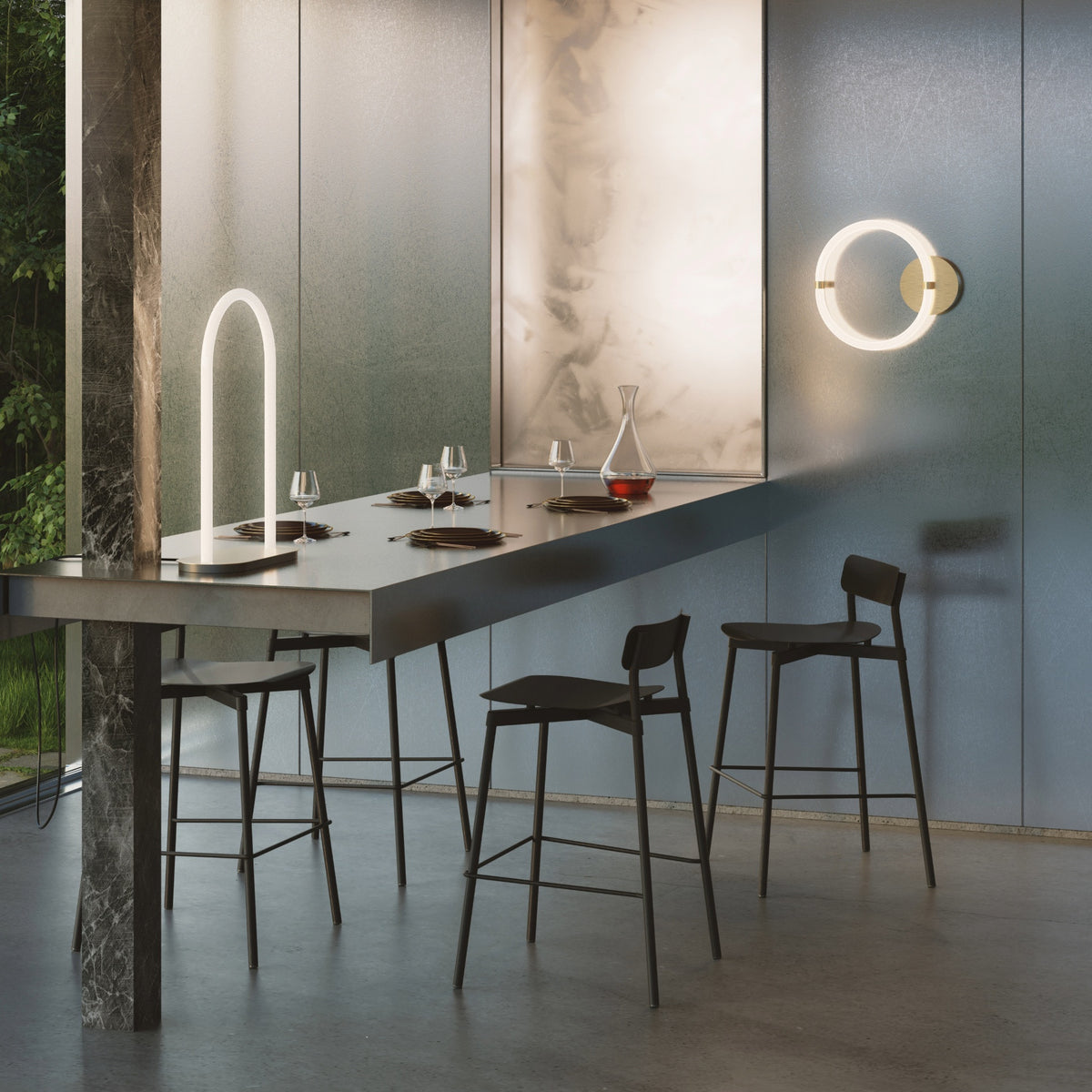 Tabouret de bar Fromme 65 cm de Tom Chung - Petite Friture-Noir-The Woods Gallery