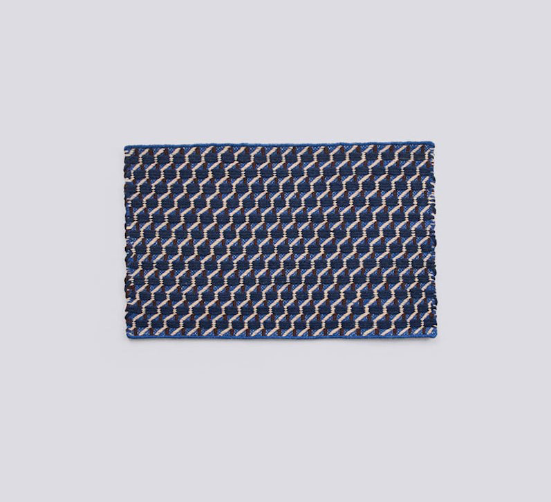 Tapis Channel tissu bleu tissé main - Hay-50 x 80 cm-The Woods Gallery