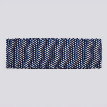 Tapis Channel tissu bleu tissé main - Hay-60 x 200 cm-The Woods Gallery