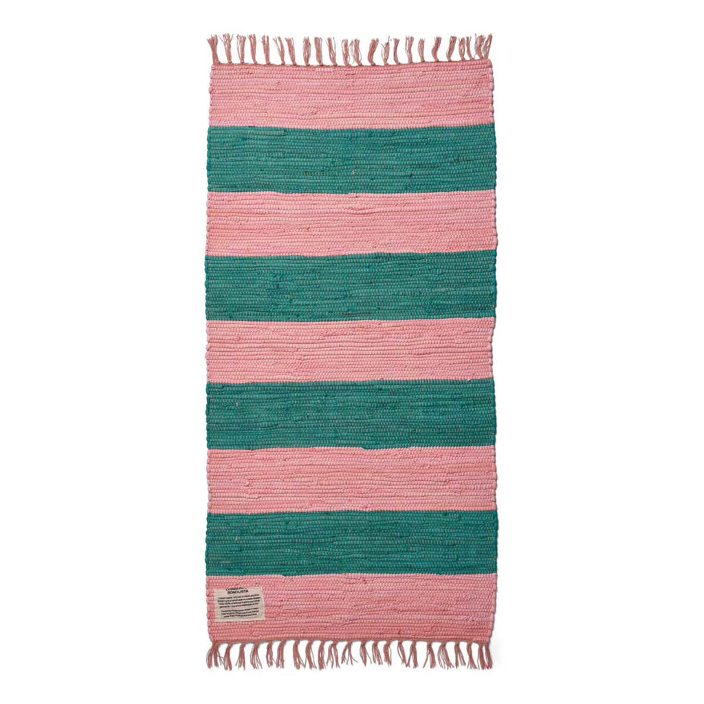 Tapis Chindi Rug - Bongusta-60 x 120-Rose - Vert-The Woods Gallery