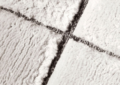 Tapis rectangulaire Sahara Grid 200x300cm - Cassina-détail de la matière en laine blanche-Cassina