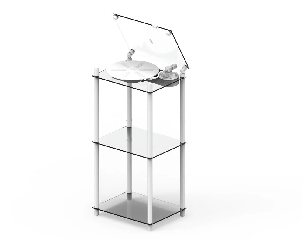 Transparent Turntable Stand - Transparent Speaker-Blanc-The Woods Gallery