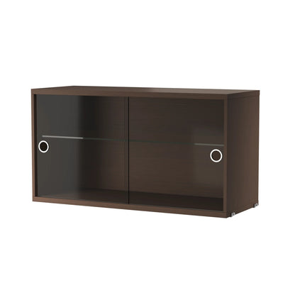 Caisson 2 portes vitrées coulissantes L 78 cm, String Furniture, coloris chêne foncé, packshot sur fond blanc