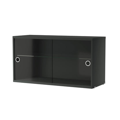 Caisson 2 portes vitrées coulissantes L 78 cm, String Furniture, coloris gris foncé, packshot sur fond blanc