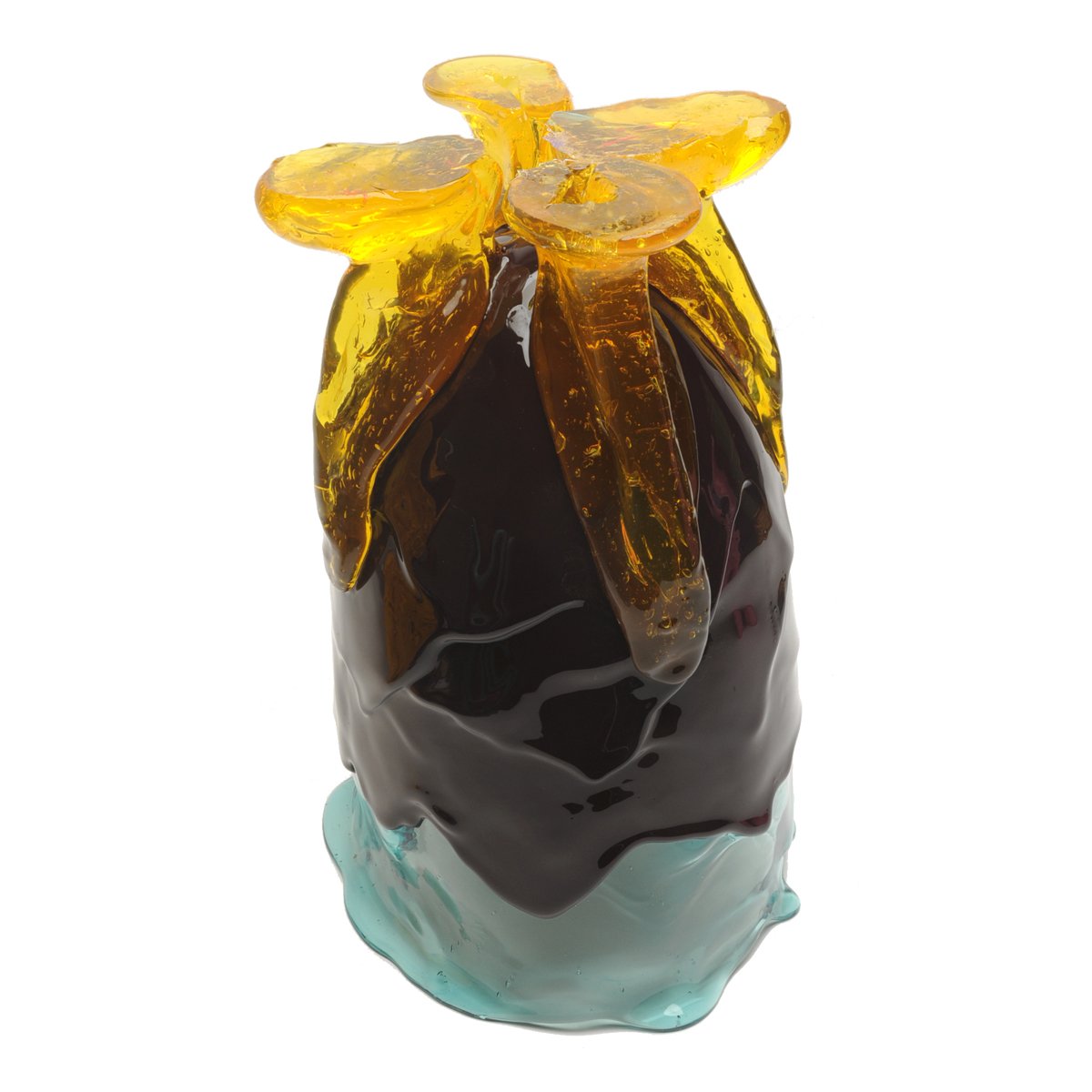 Vase Clear Extra Colour - Clear Aqua, Matt Aubergine And Clear Yellow par Gaetano Pesce - Fish Design-S-The Woods Gallery