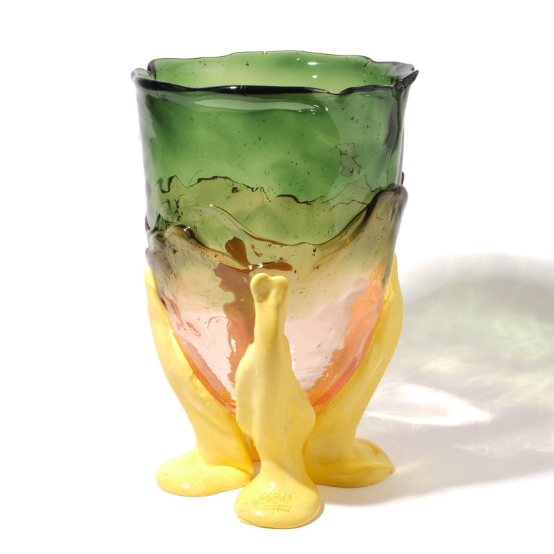 Vase Clear Extra Colour - Clear Bottle Green, Clear Light Ruby, Matt Pastel Yellow par Gaetano Pesce - Fish Design-S-The Woods Gallery