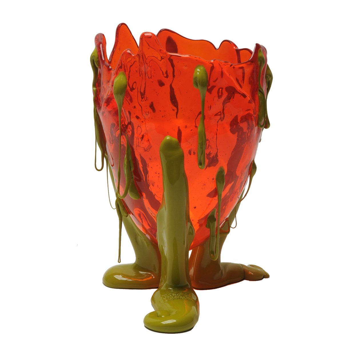 Vase Clear Special - Extra Colour - Clear Orange And Matt Dusty Green par Gaetano Pesce - Fish Design-S-The Woods Gallery