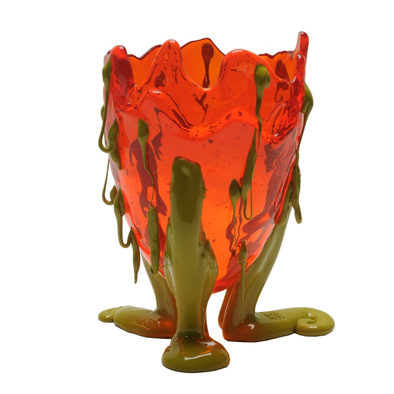 Vase Clear Special - Extra Colour - Clear Orange And Matt Dusty Green par Gaetano Pesce - Fish Design-S-The Woods Gallery