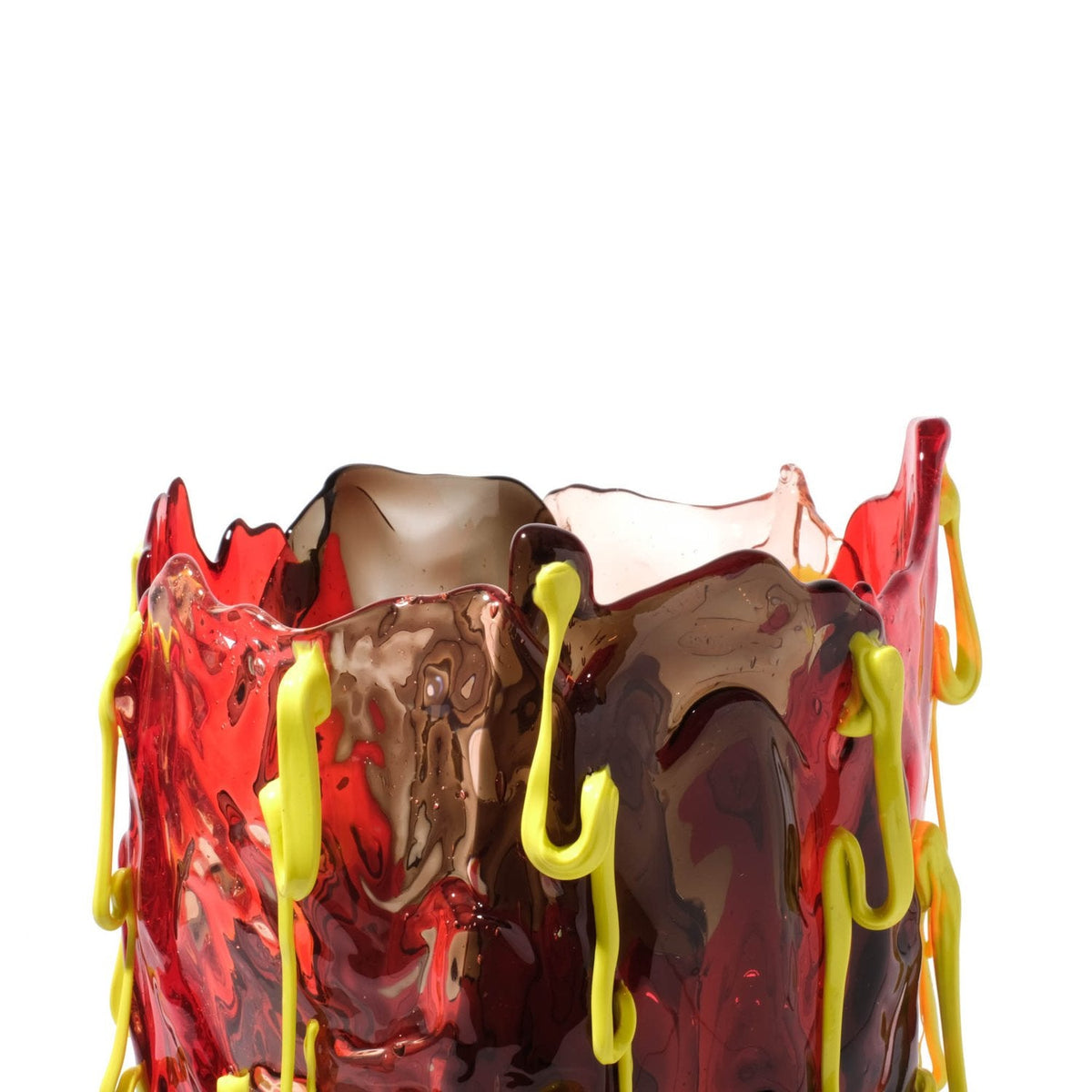 Vase Clear Special - Extra Colour - Clear Red, Clear Fumè, Clear Light Ruby And Matt Fluo Yellow par Gaetano Pesce - Fish Design-S-The Woods Gallery